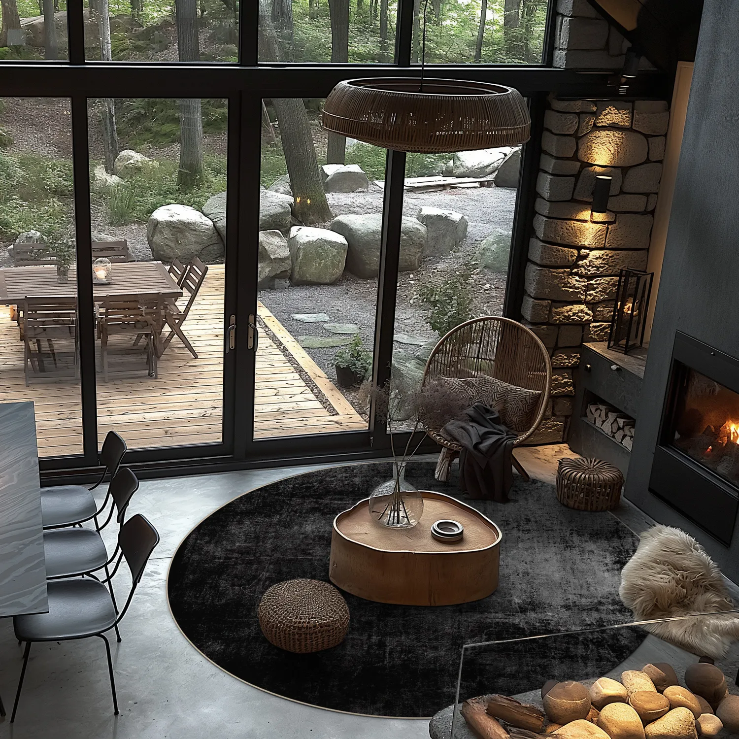 Kruhový koberec - Lynton (čierny)