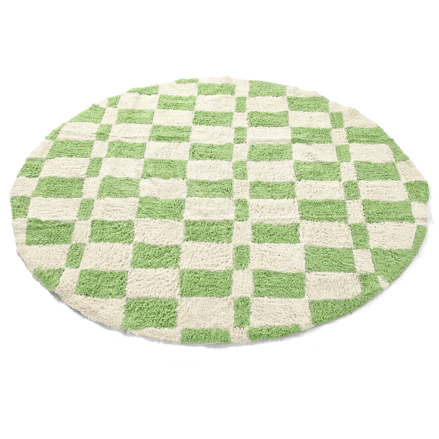 Kruhový koberec - Maranello Natural Cotton Shaggy (zelený)