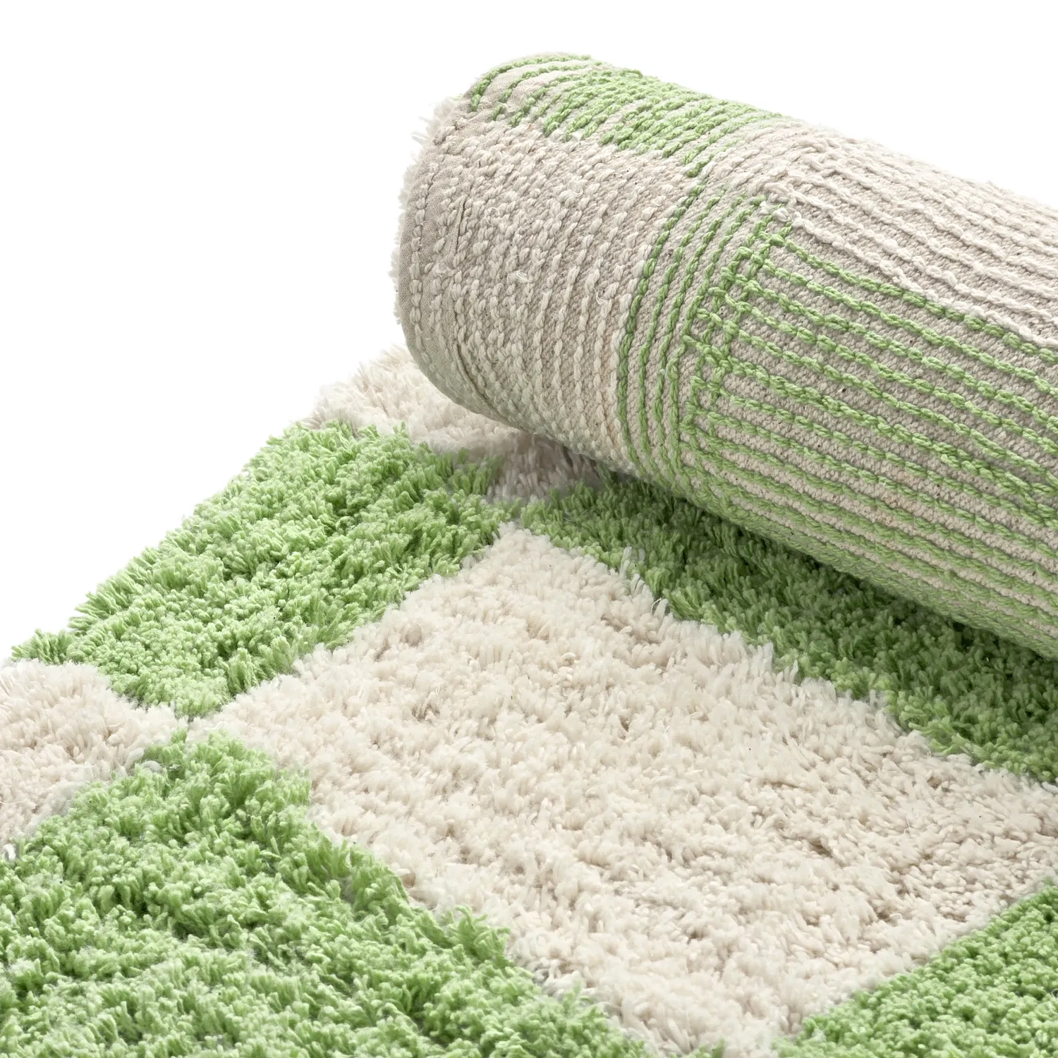 Kruhový koberec - Maranello Natural Cotton Shaggy (zelený)