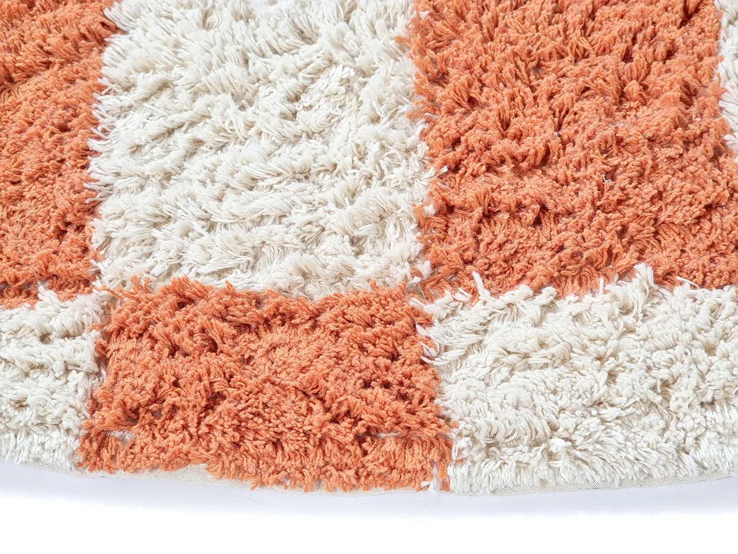 Kruhový koberec - Maranello Natural Cotton Shaggy (oranžová)
