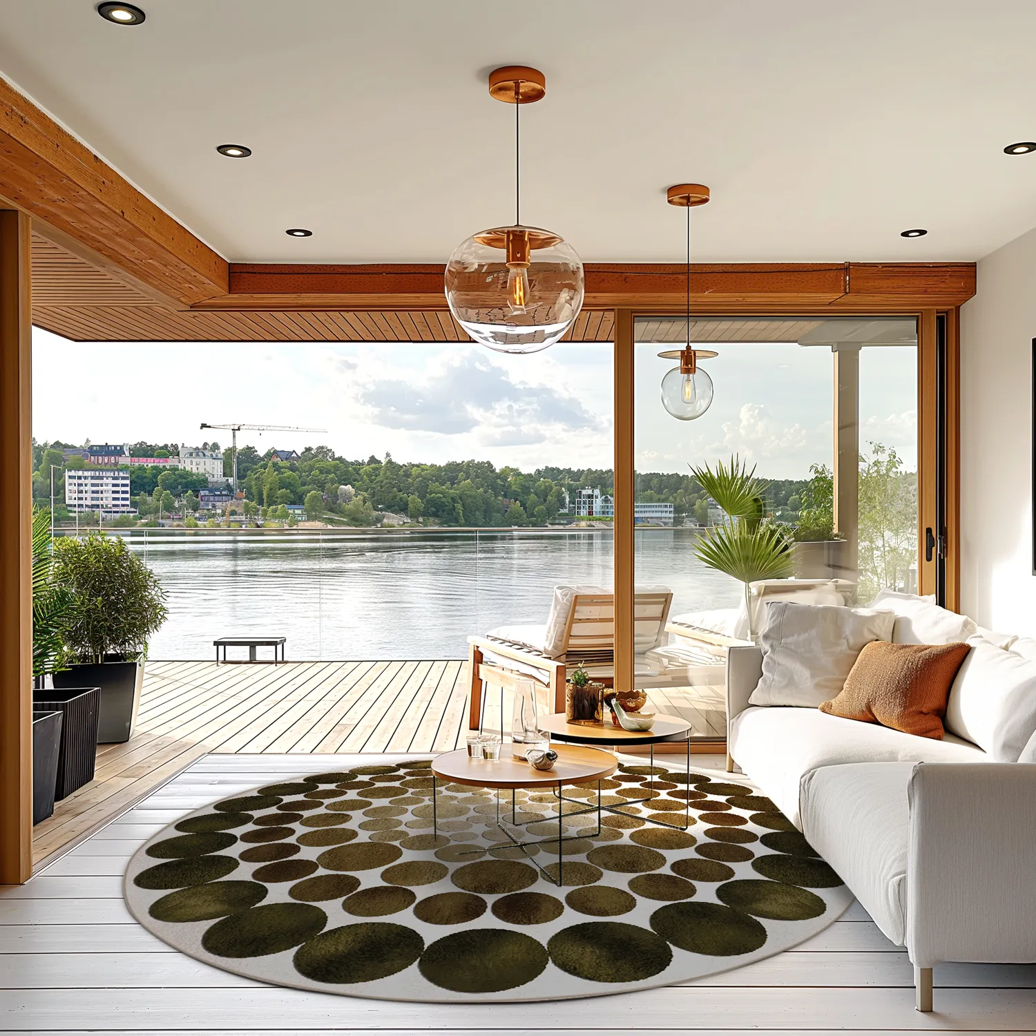 Kruhový koberec - Marineo (hnedá/zelená)