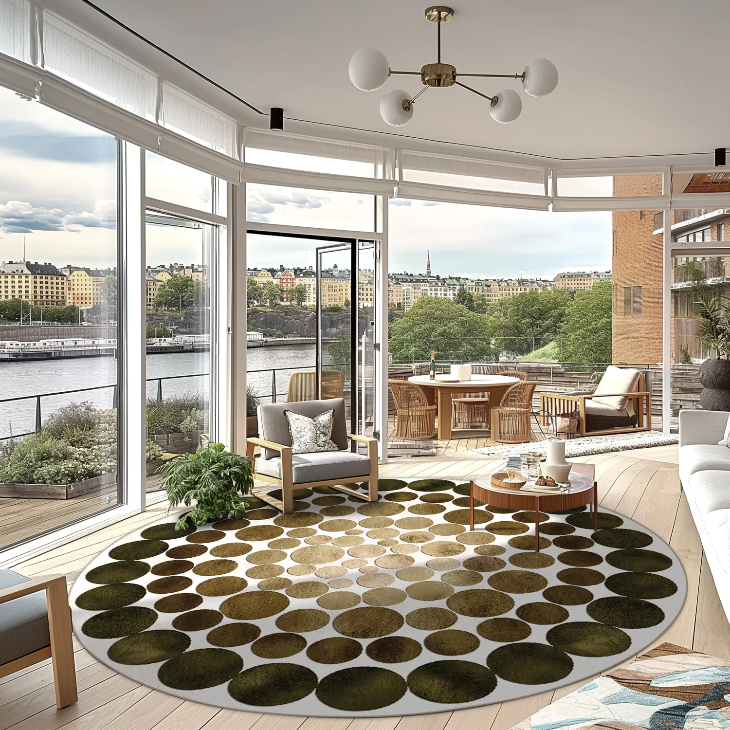 Kruhový koberec - Marineo (hnedá/zelená)