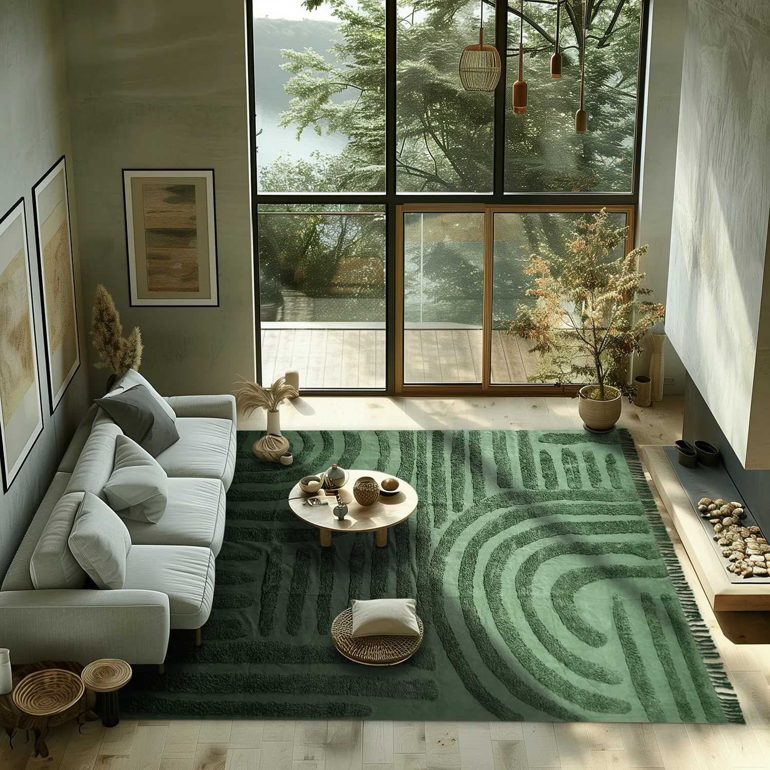 Koberce s dlhým vlasom - Mavis Natural Cotton Shaggy (zelená)