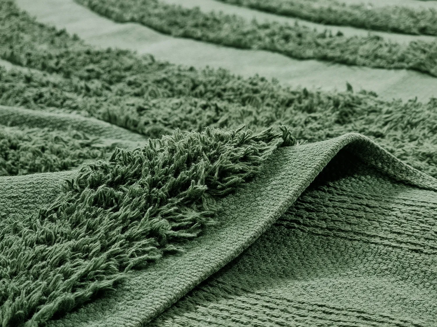 Koberce s dlhým vlasom - Mavis Natural Cotton Shaggy (zelená)