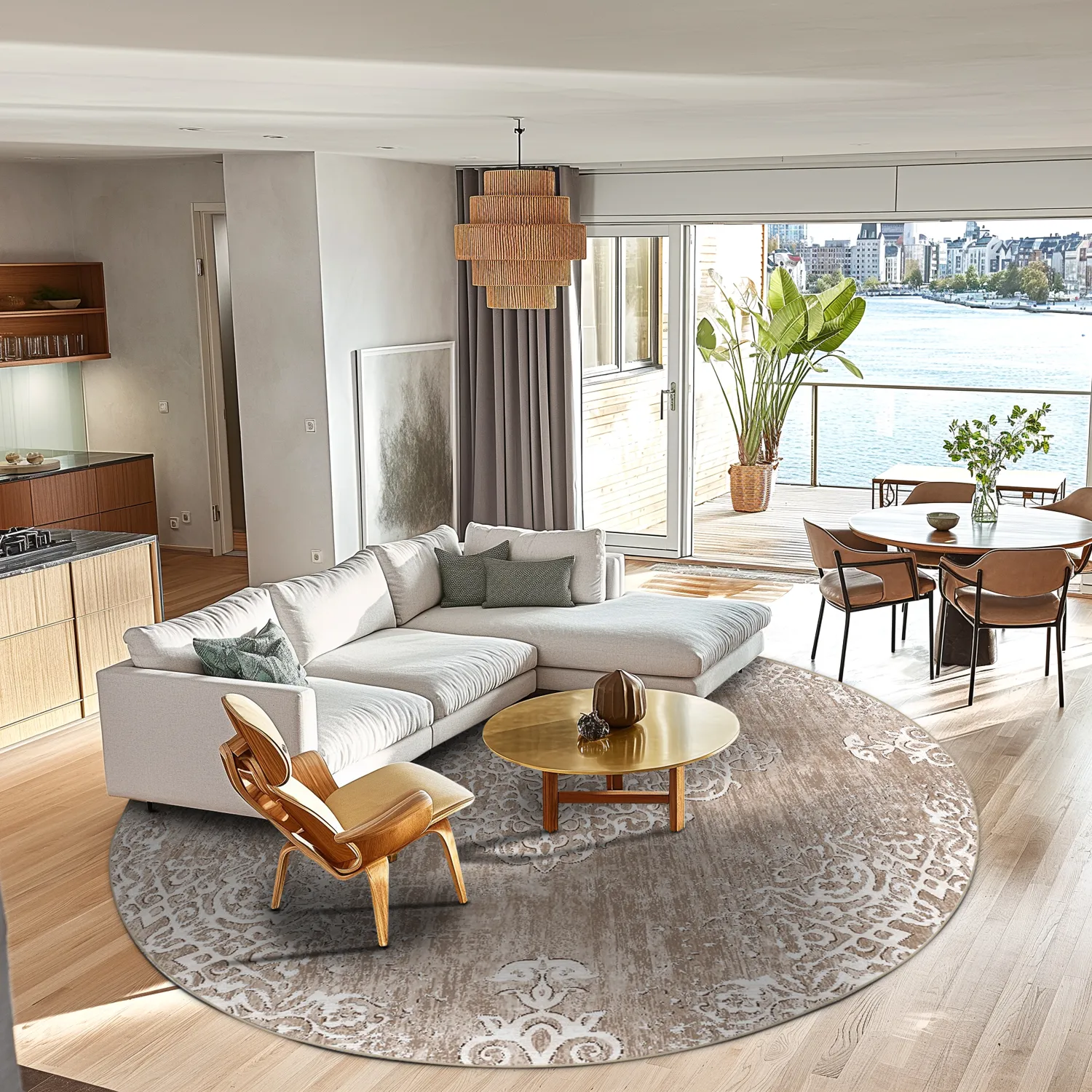 Kruhový koberec - Milazzo (béžový)