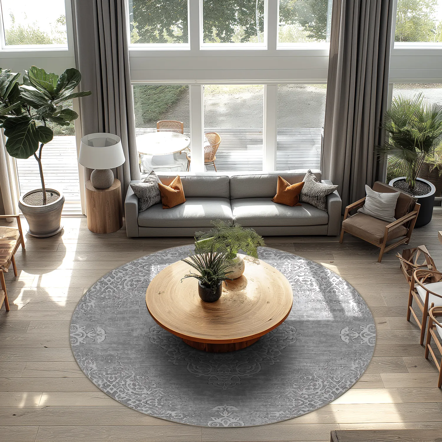 Kruhový koberec - Milazzo (šedý)