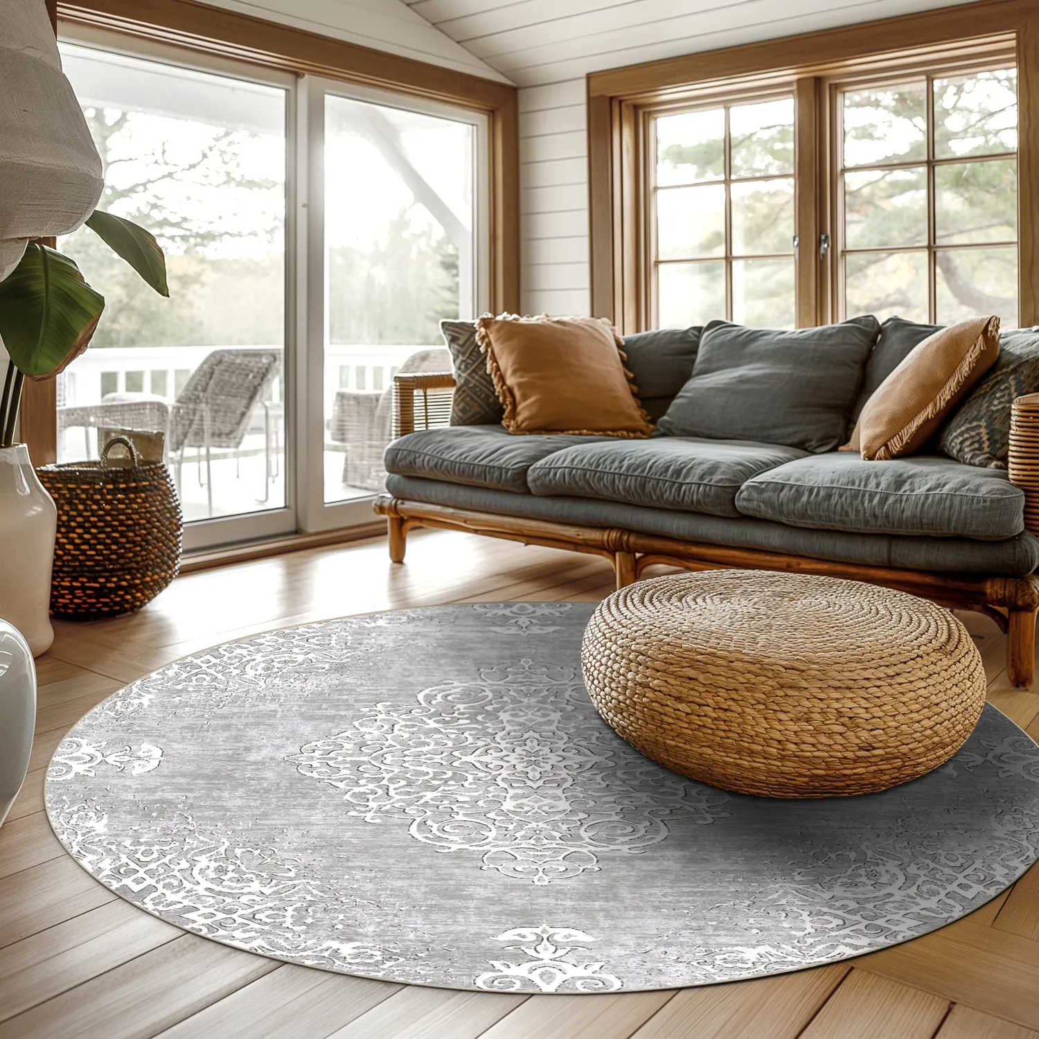 Kruhový koberec - Milazzo (šedý)