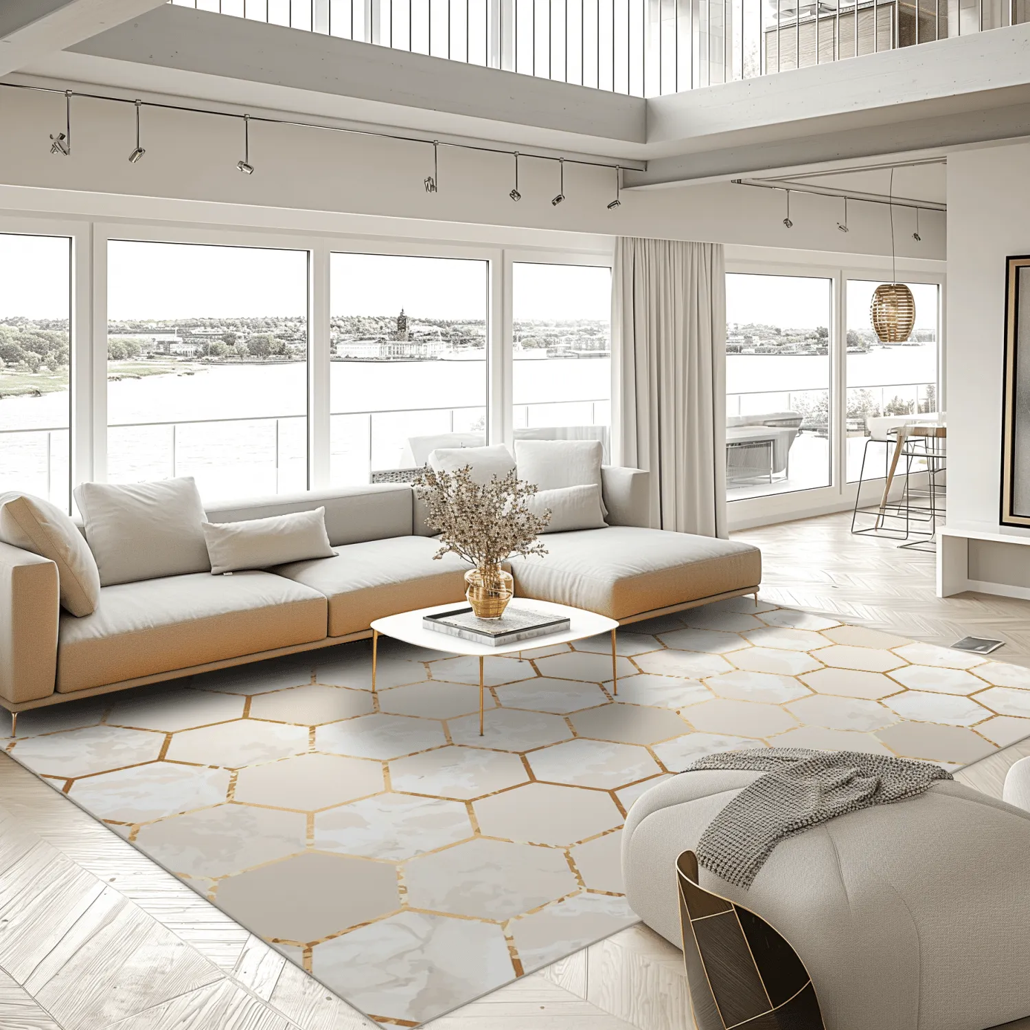 Koberec Wilton - Morino (béžová/biela/zlatá)