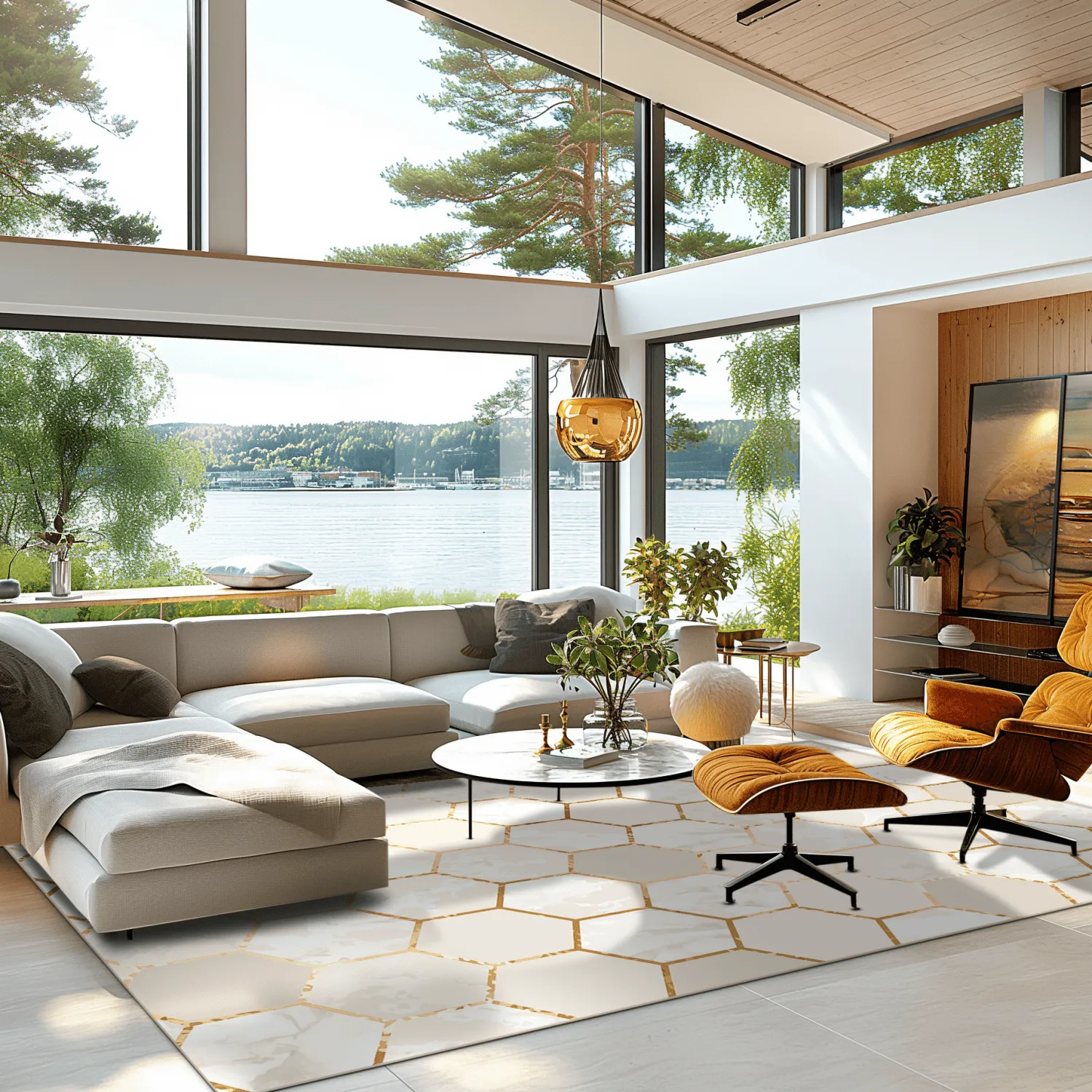 Koberec Wilton - Morino (béžová/biela/zlatá)