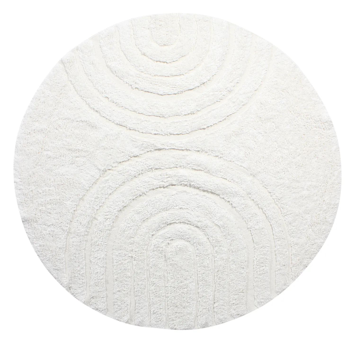Kolo koberce - Navarra Natural Cotton Shaggy (biely)