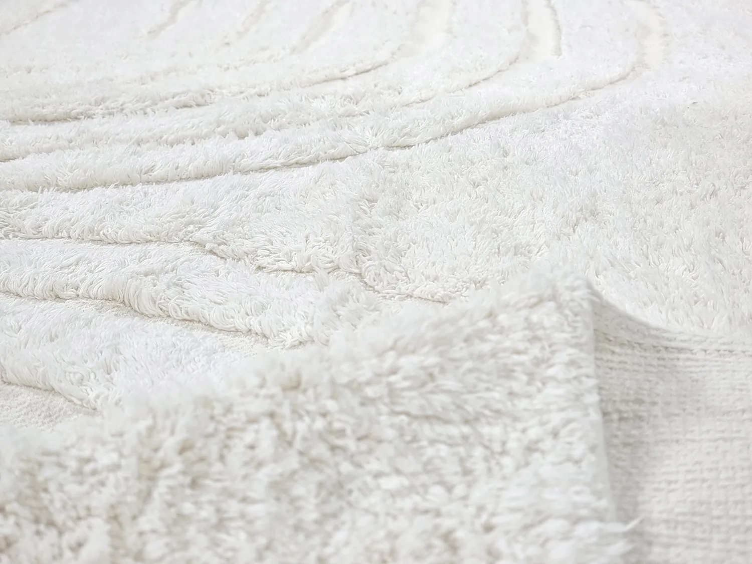 Kolo koberce - Navarra Natural Cotton Shaggy (biely)