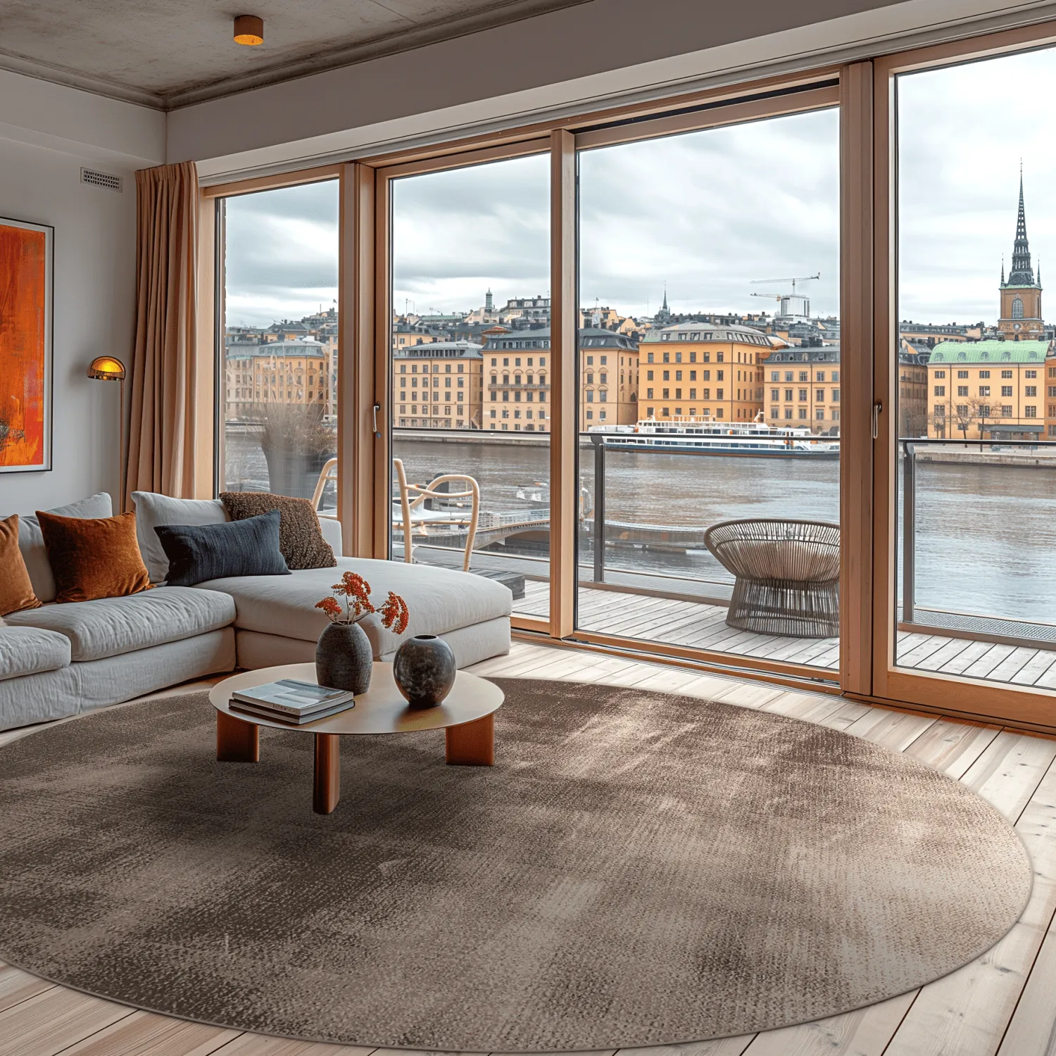 Koberec okrúhly - Olmedo (šedá/béžová)