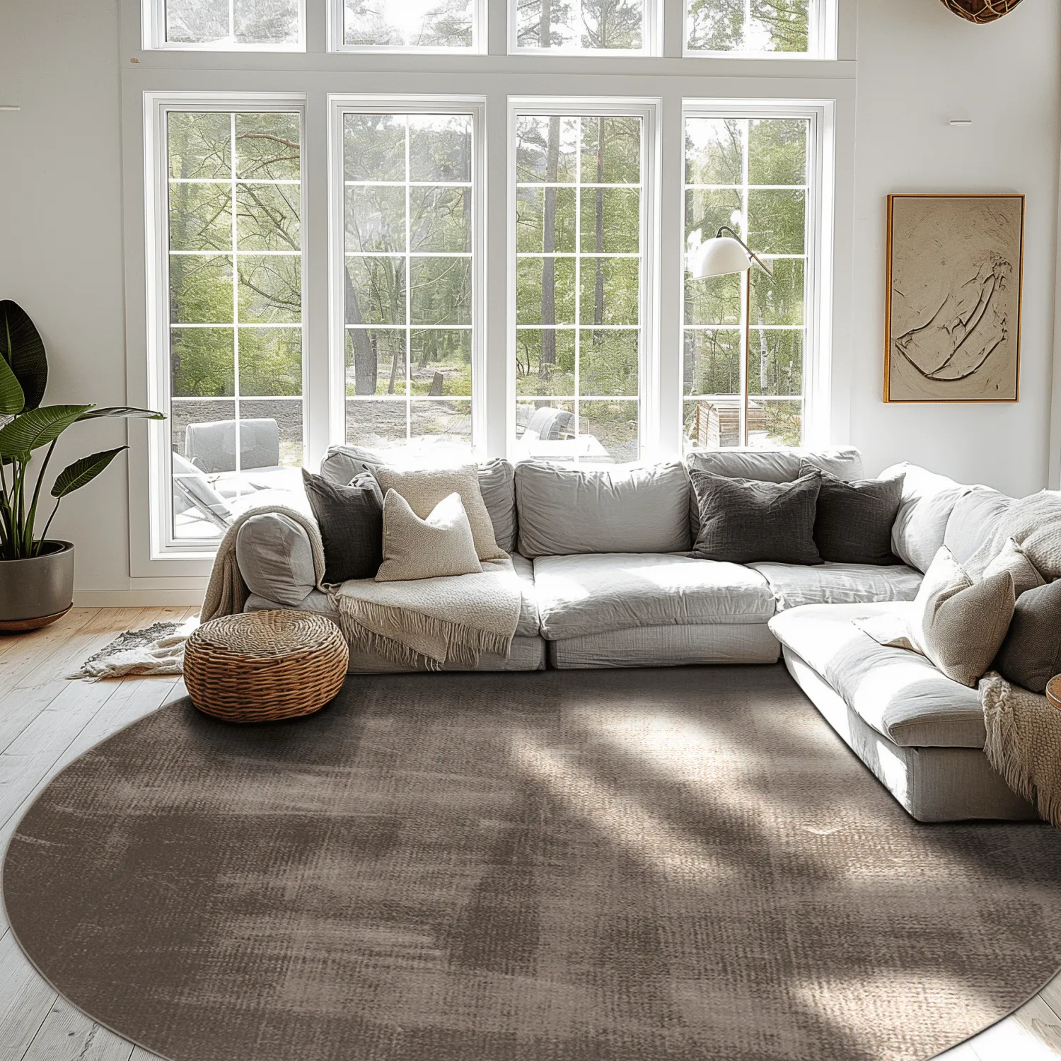 Koberec okrúhly - Olmedo (šedá/béžová)