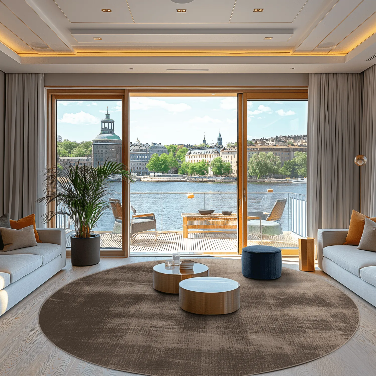 Koberec okrúhly - Olmedo (šedá/béžová)