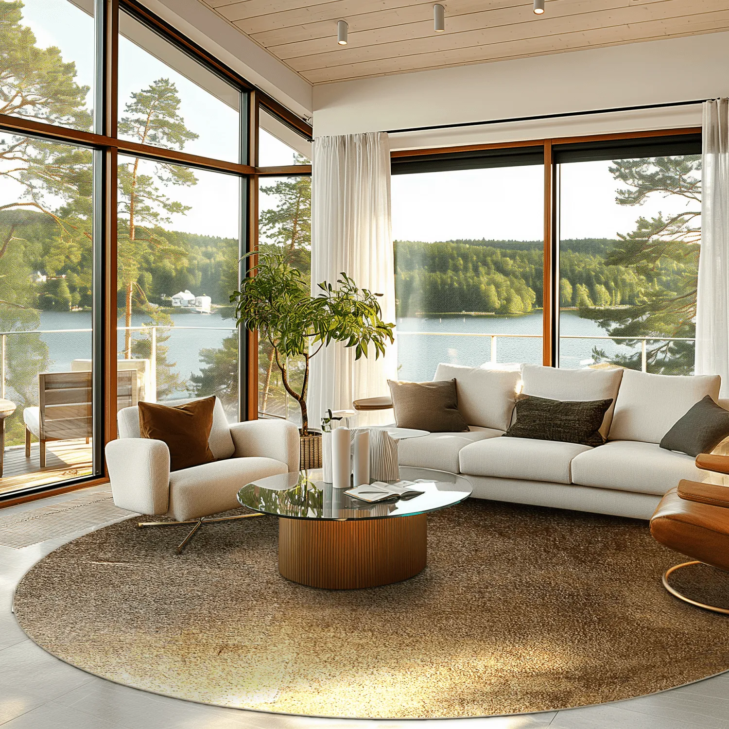 Kruhový koberec - Oristano (hnedý/zlatý)