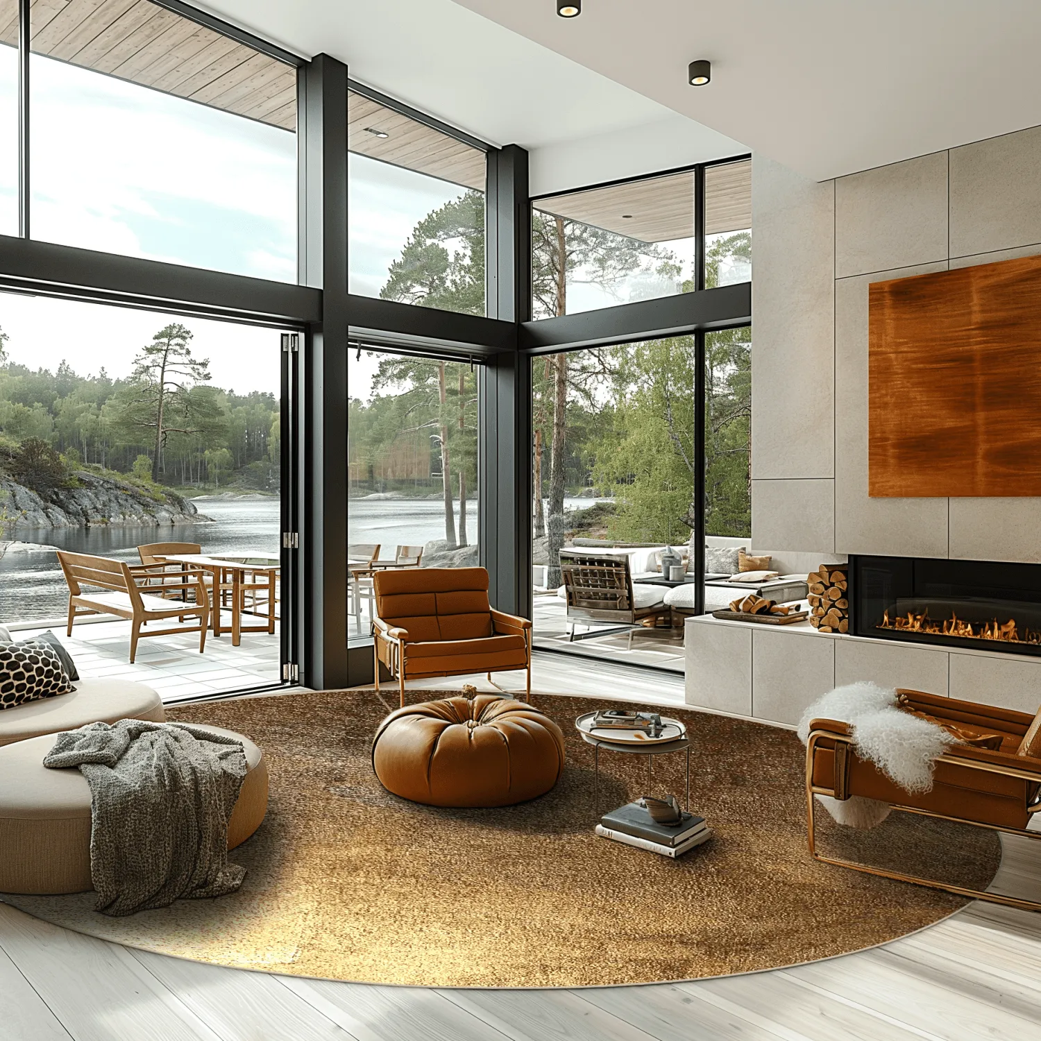 Kruhový koberec - Oristano (hnedý/zlatý)