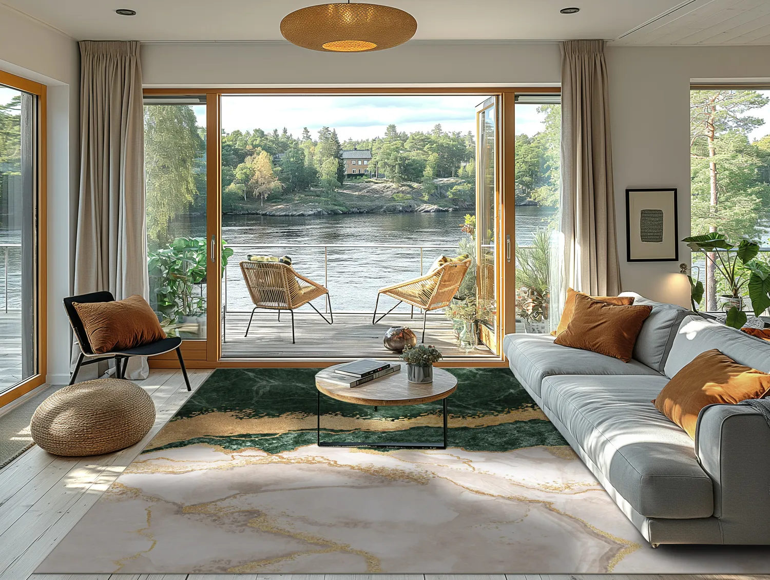 Koberec Wilton - Padova (zelená/biela/zlatá)