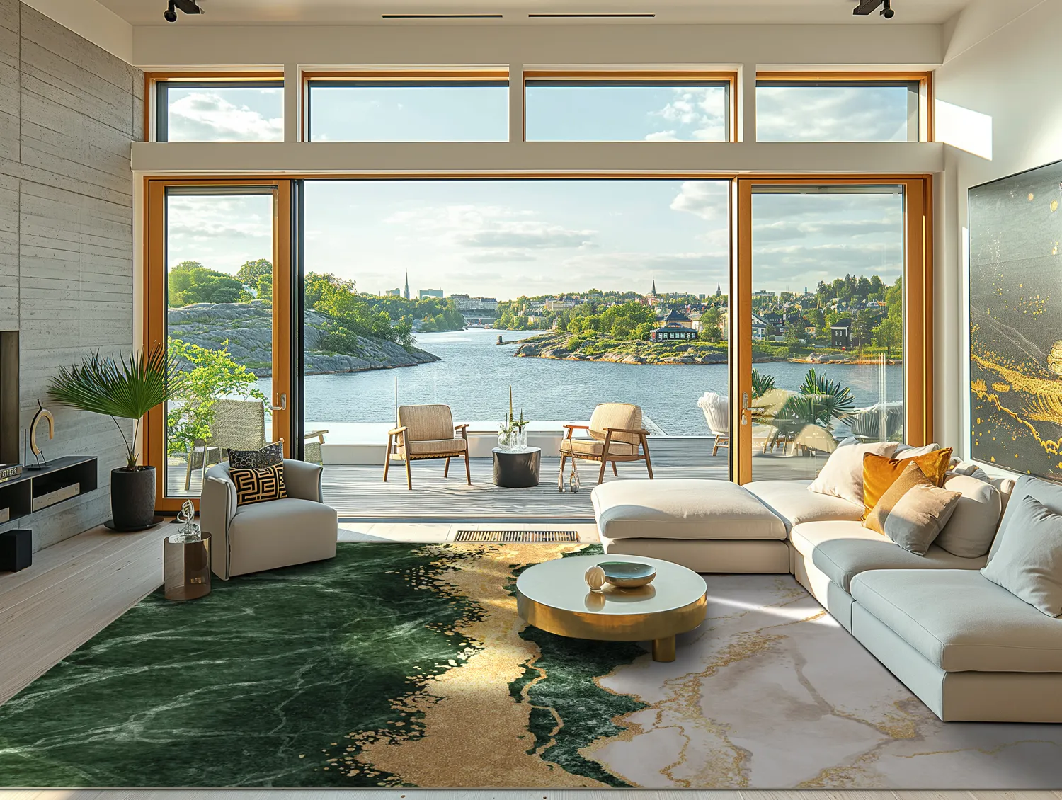 Koberec Wilton - Padova (zelená/biela/zlatá)