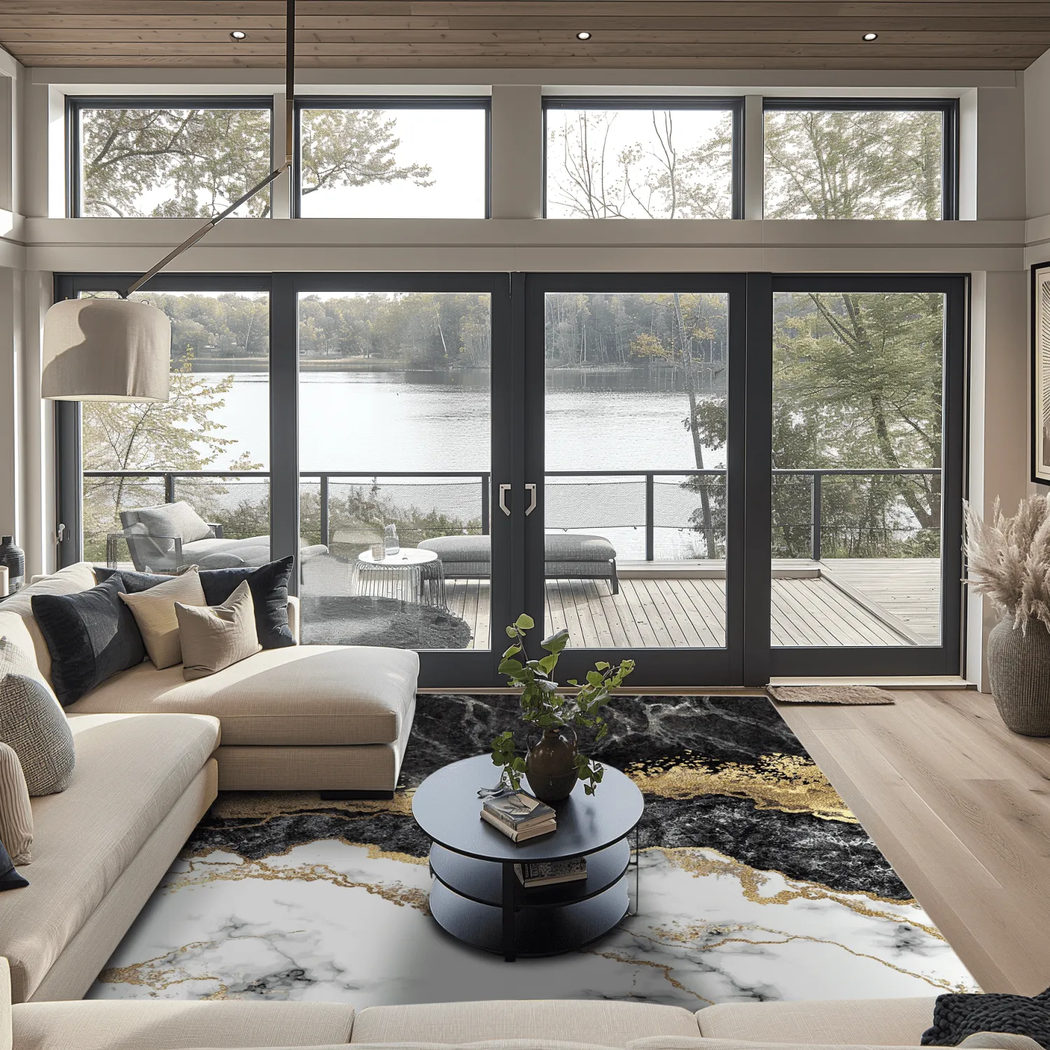 Koberec Wilton - Padova (čierna/biela/zlatá)