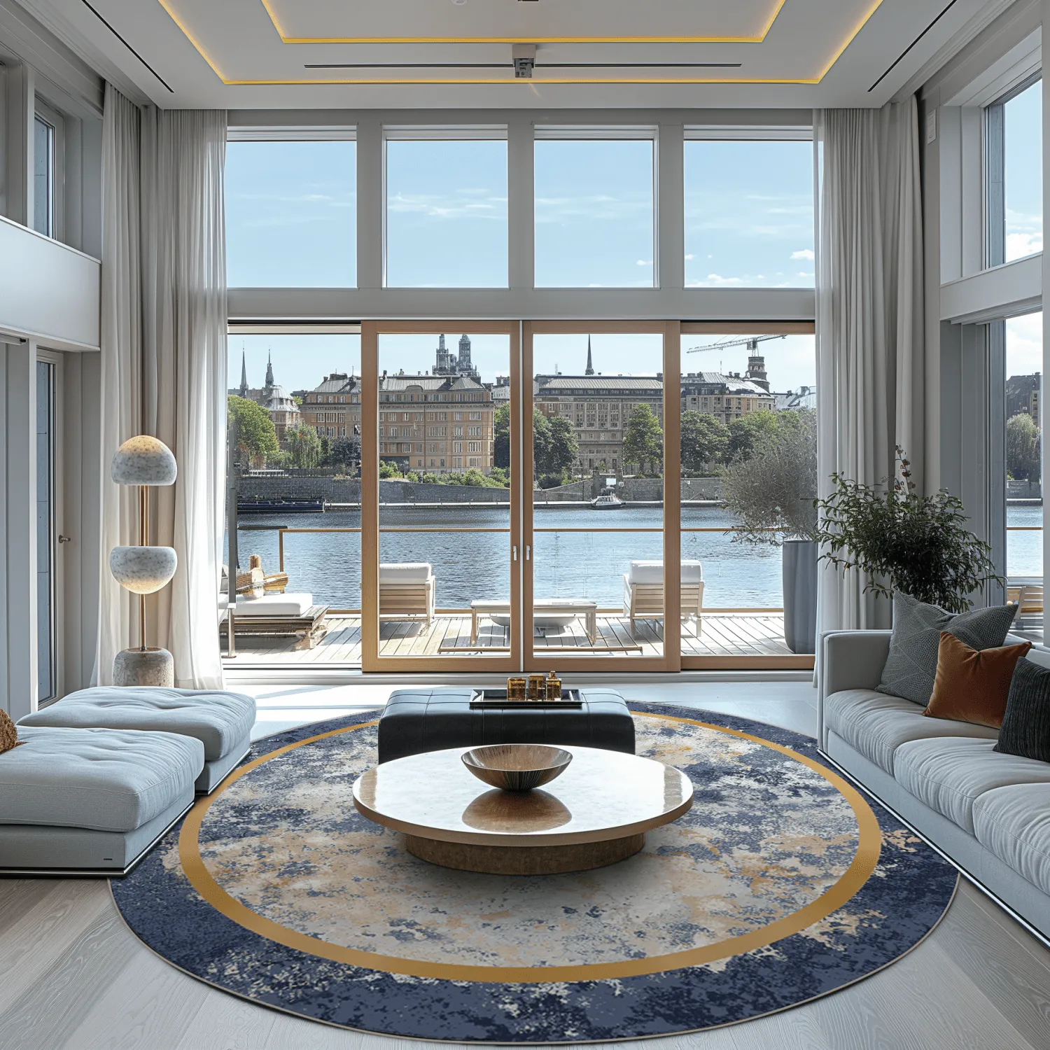 Kruhový koberec - Peri (modrý/multicolor)