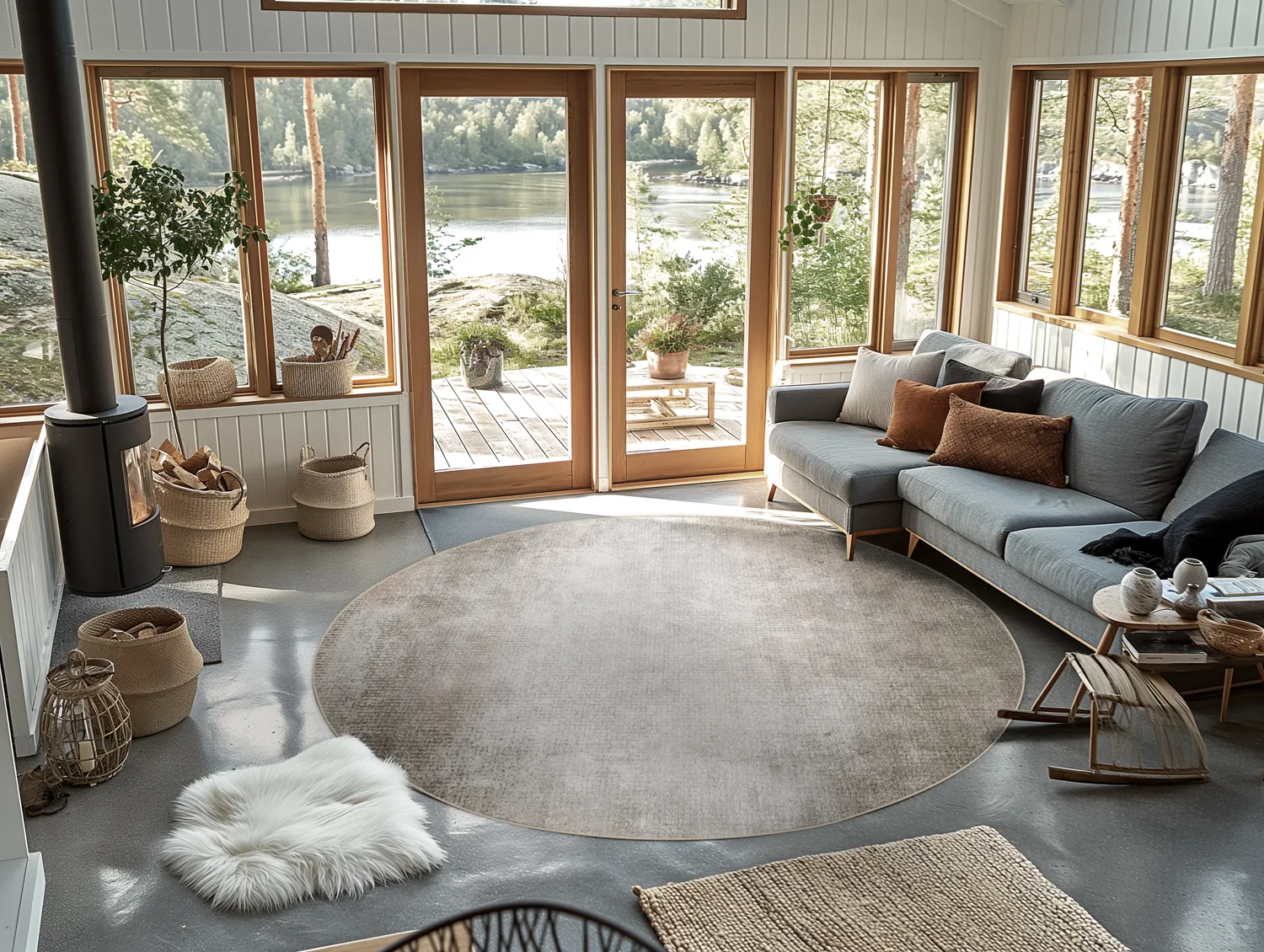 Kruhový koberec - Riano (šedá)