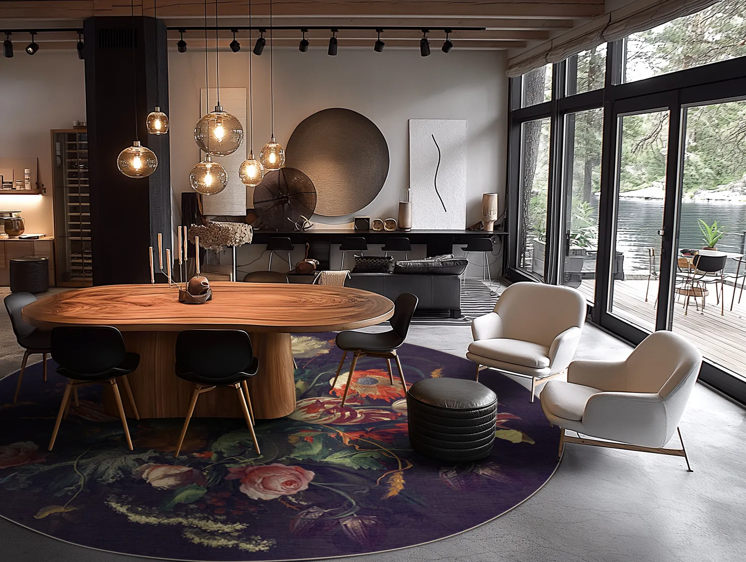 Kruhový koberec - Rich Flowers (multicolor)