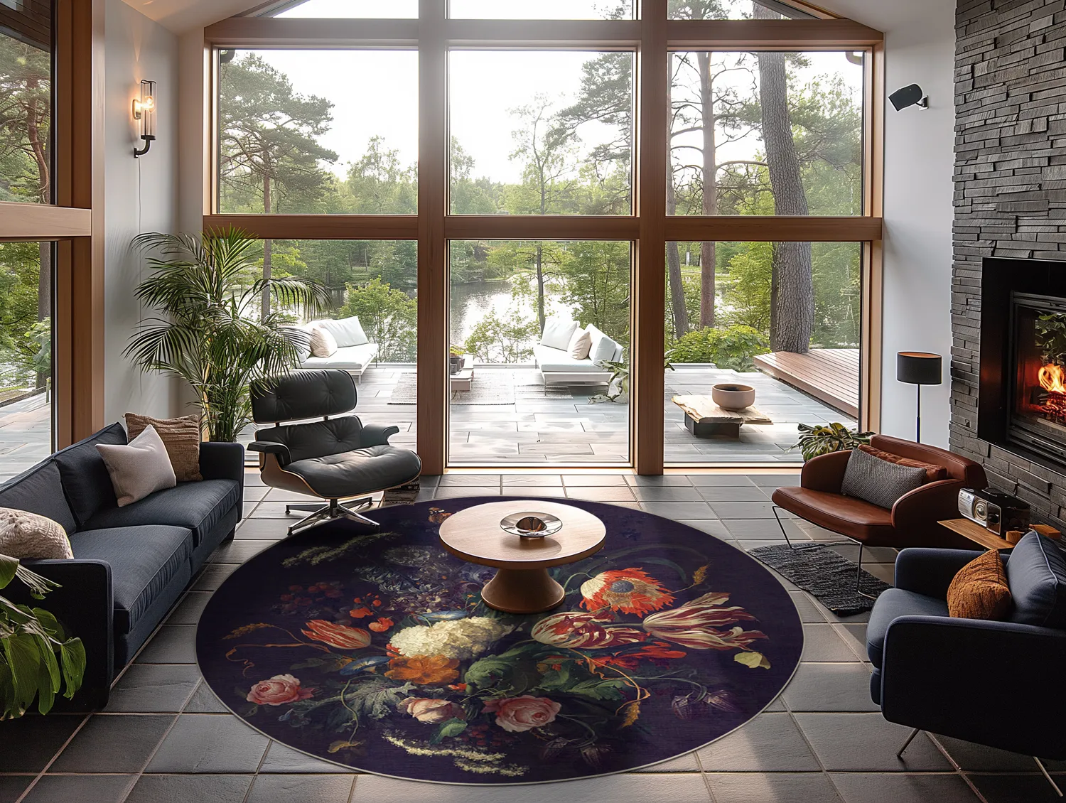 Kruhový koberec - Rich Flowers (multicolor)