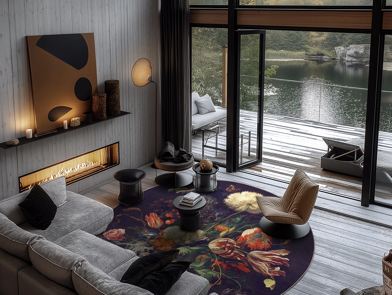 Kruhový koberec - Rich Flowers (multicolor)