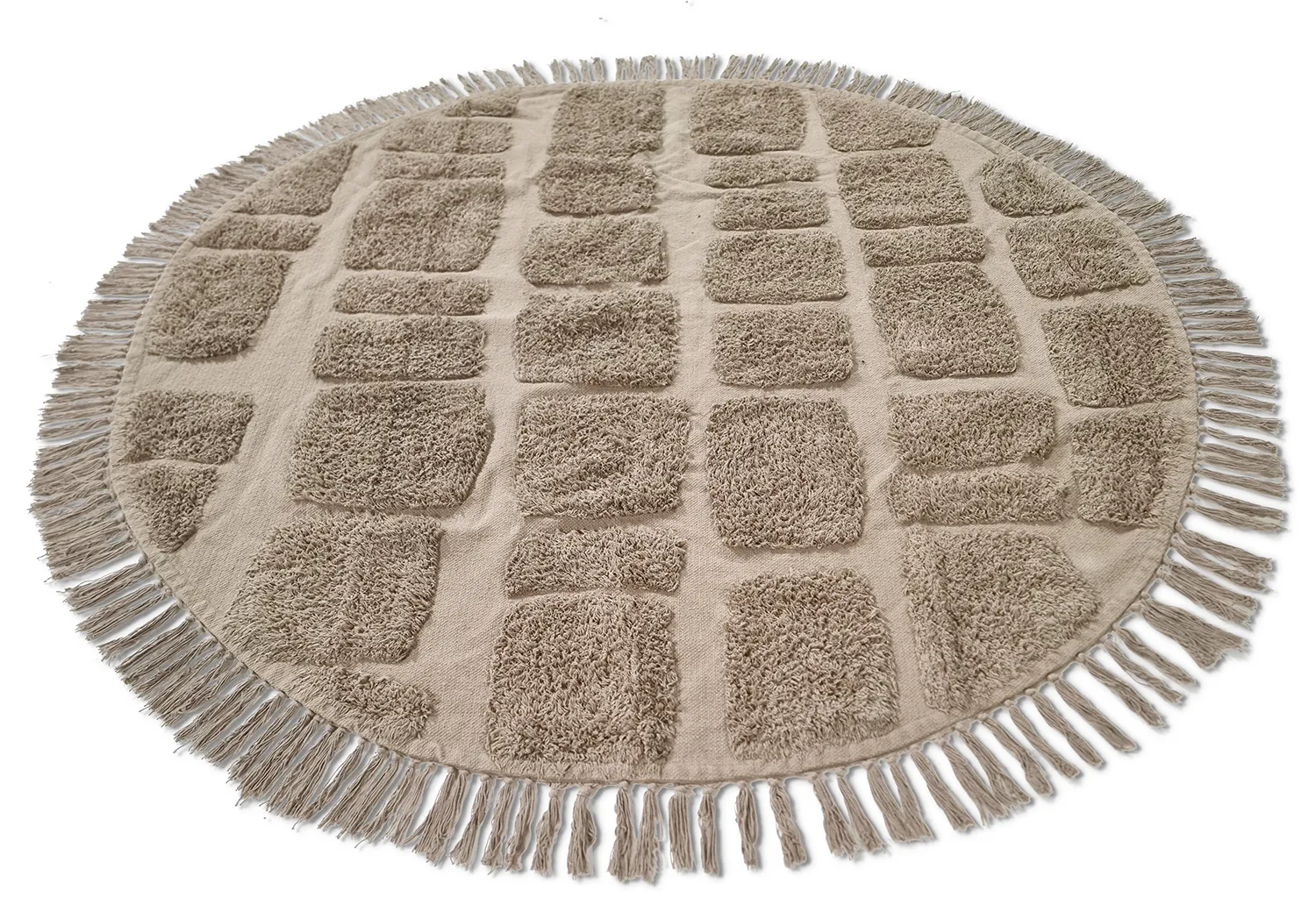 Kolo koberce - Salem Natural Cotton Shaggy (taupe)