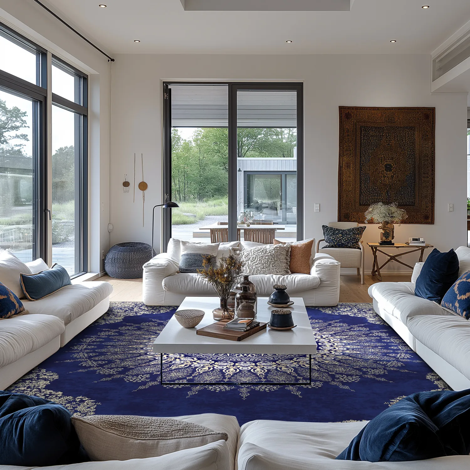 Koberec Wilton - Sandrigo (modrý/bežový)