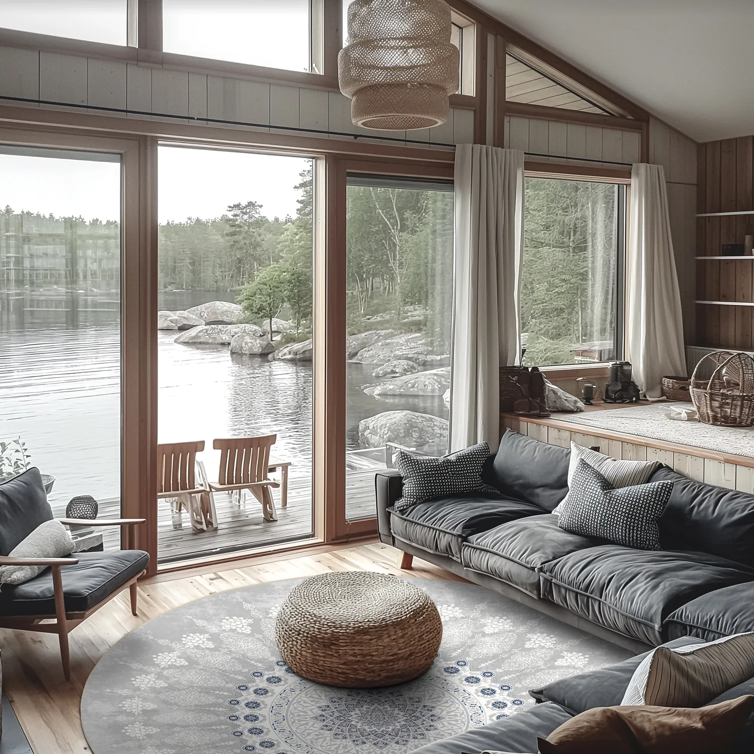 Kruhový koberec - Sandrigo (šedý/biely)