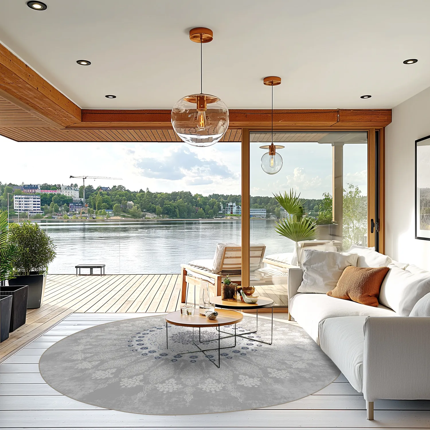 Kruhový koberec - Sandrigo (šedý/biely)