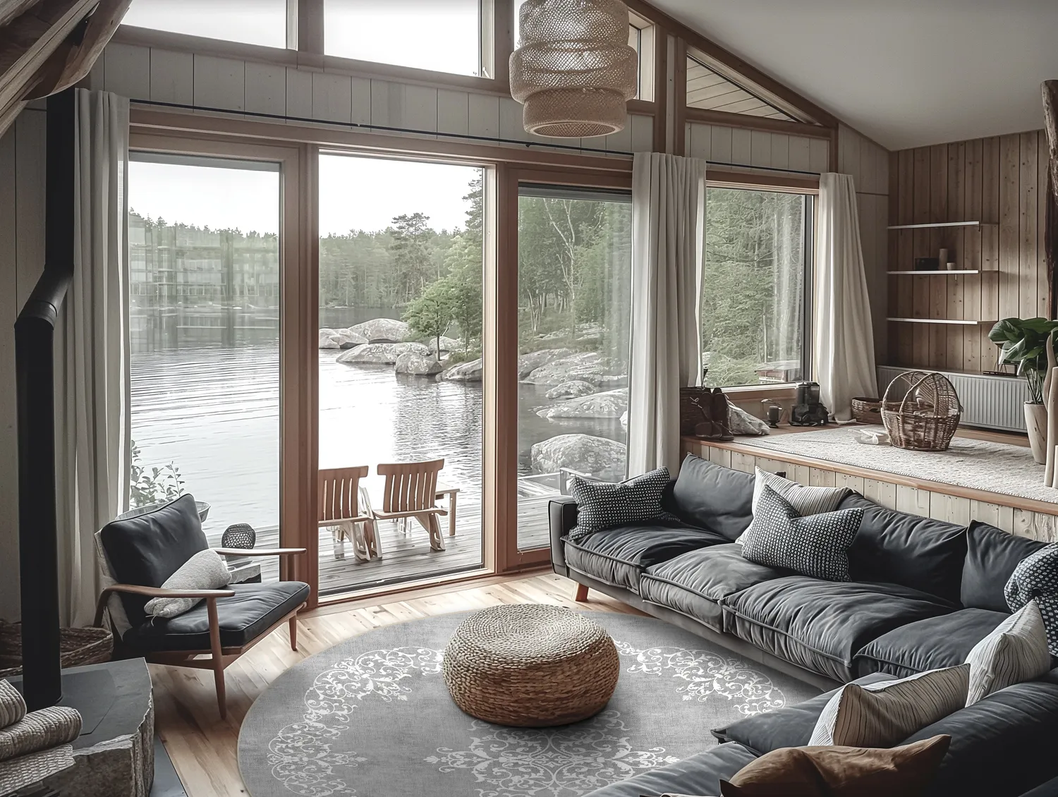 Kruhový koberec - Santi (šedá/biela)