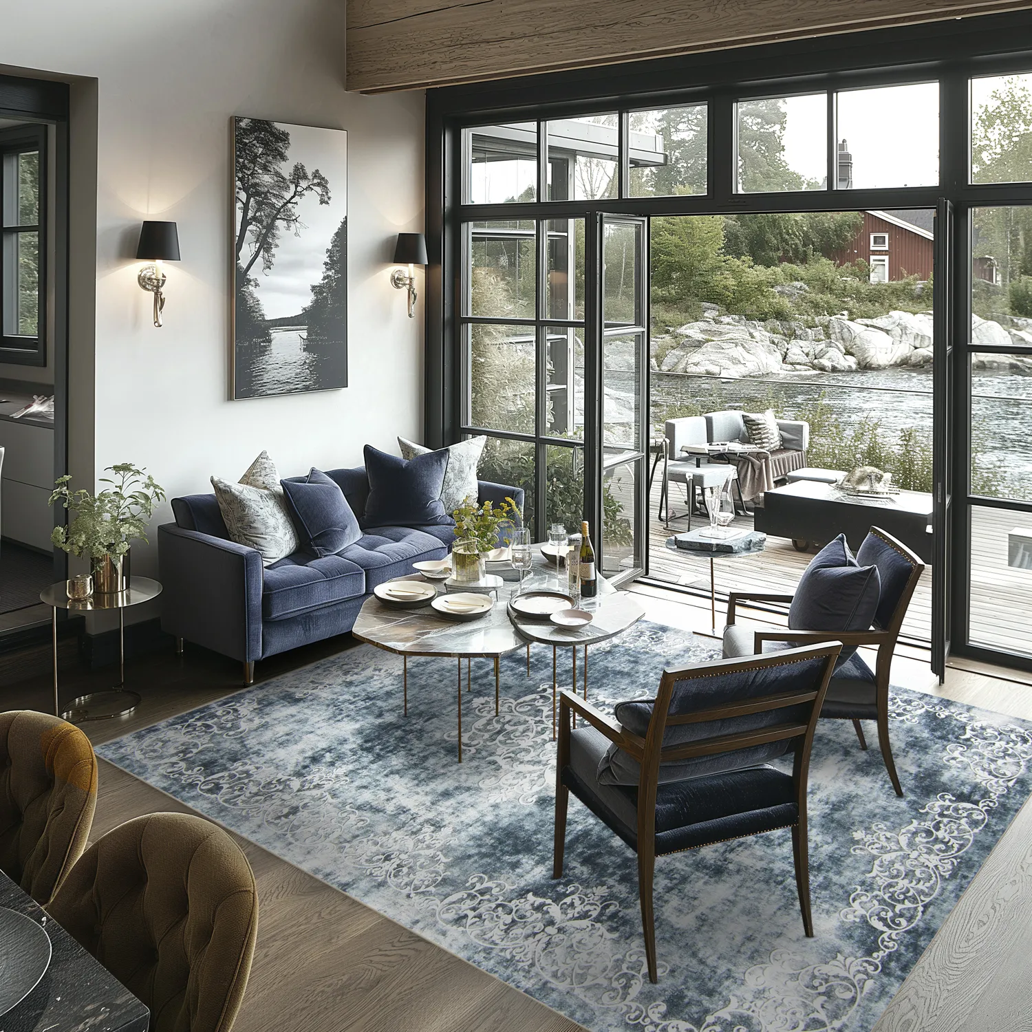 Wilton koberec - Santi (modrošedá/biela)