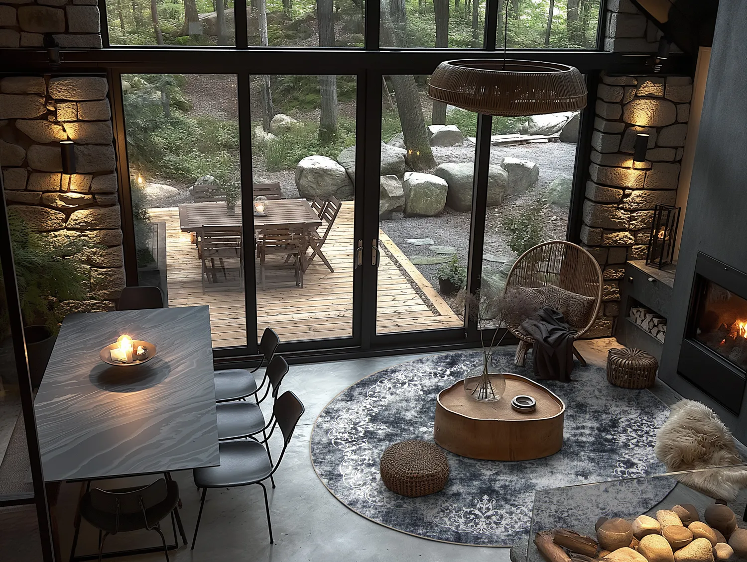 Kruhový koberec - Santi (modrošedá/biela)