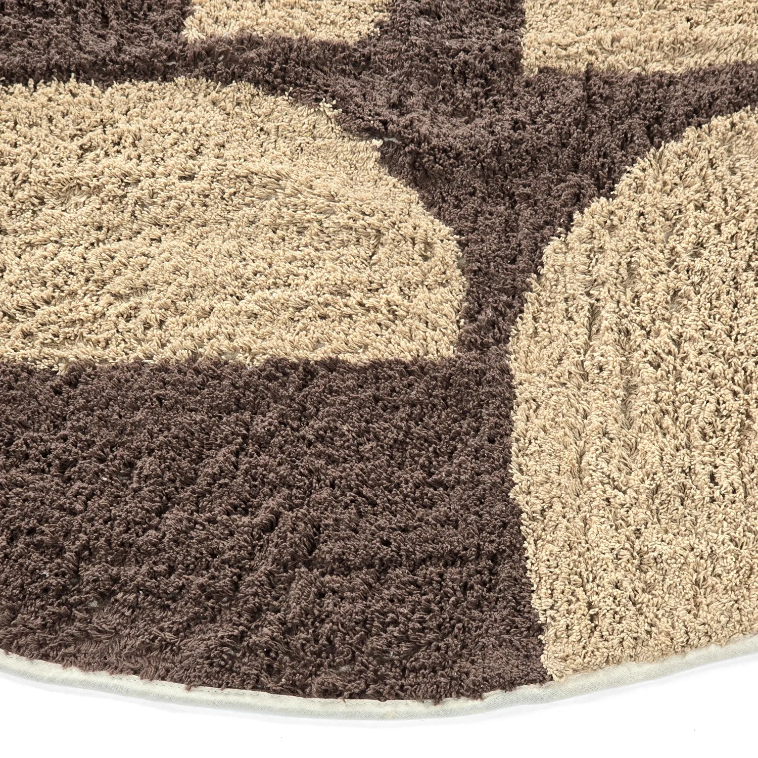 Kruhový koberec - Siberia Natural Cotton Shaggy (béžový/hnedý)