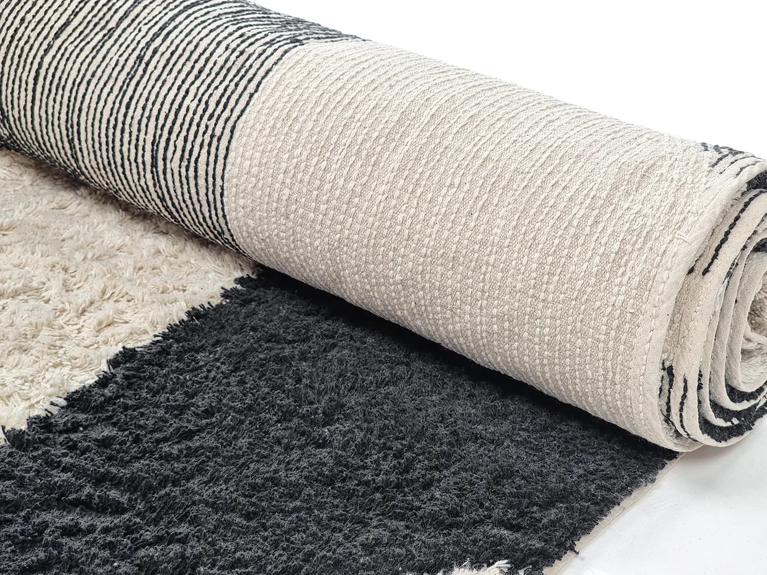 Ryamattor - Siberia Natural Cotton Shaggy (offwhite/svart)