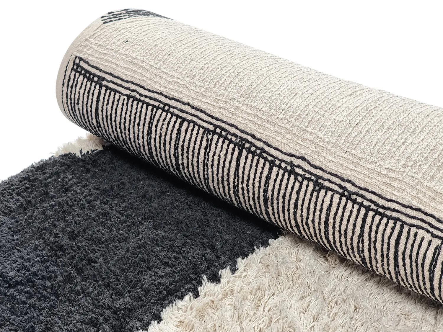 Ryamattor - Siberia Natural Cotton Shaggy (offwhite/svart)