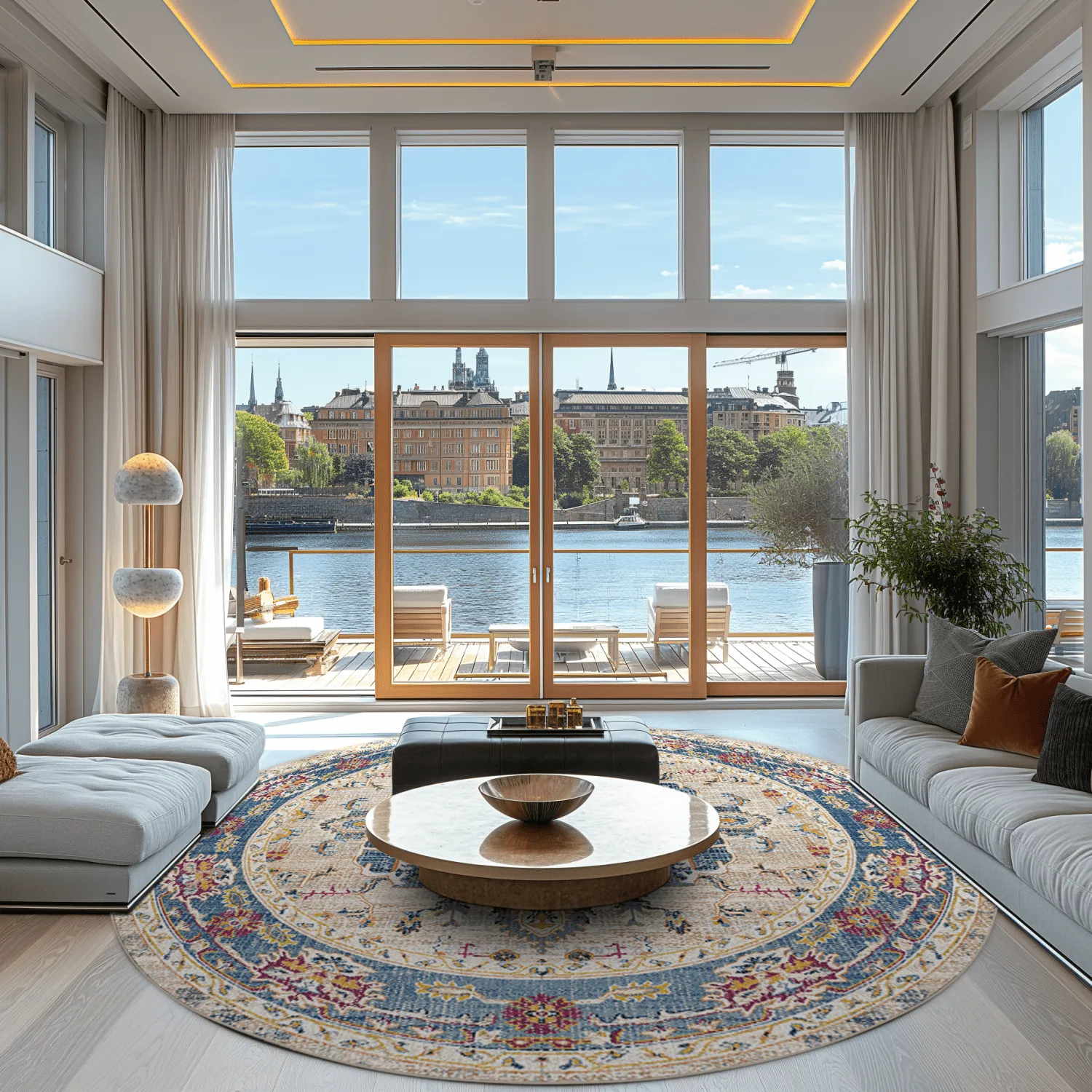 Kruhový koberec - Siliana (modrá)