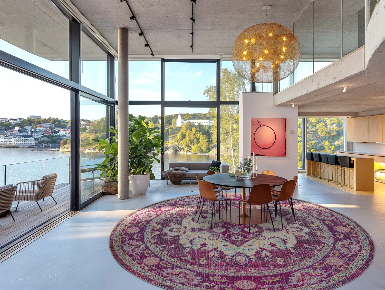 Kruhový koberec - Siliana (ružová)