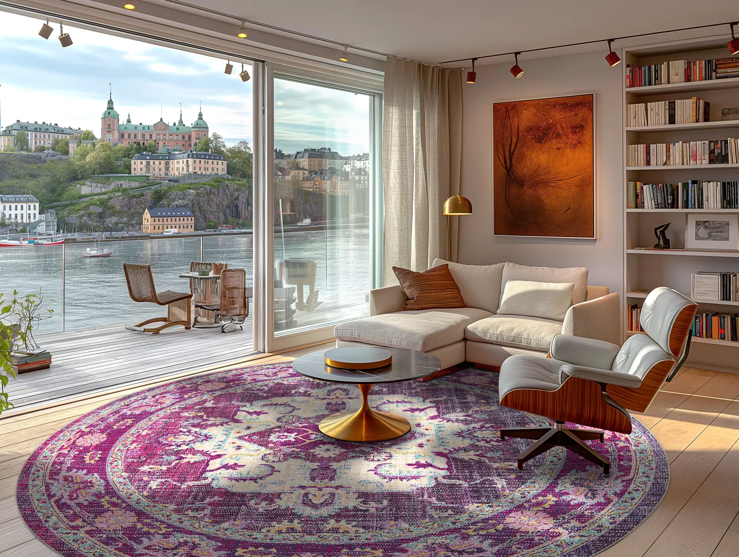 Kruhový koberec - Siliana (ružová)