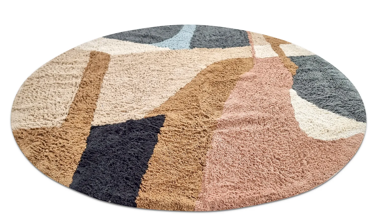 Kruhový koberec - Sion Natural Cotton Shaggy (multi)