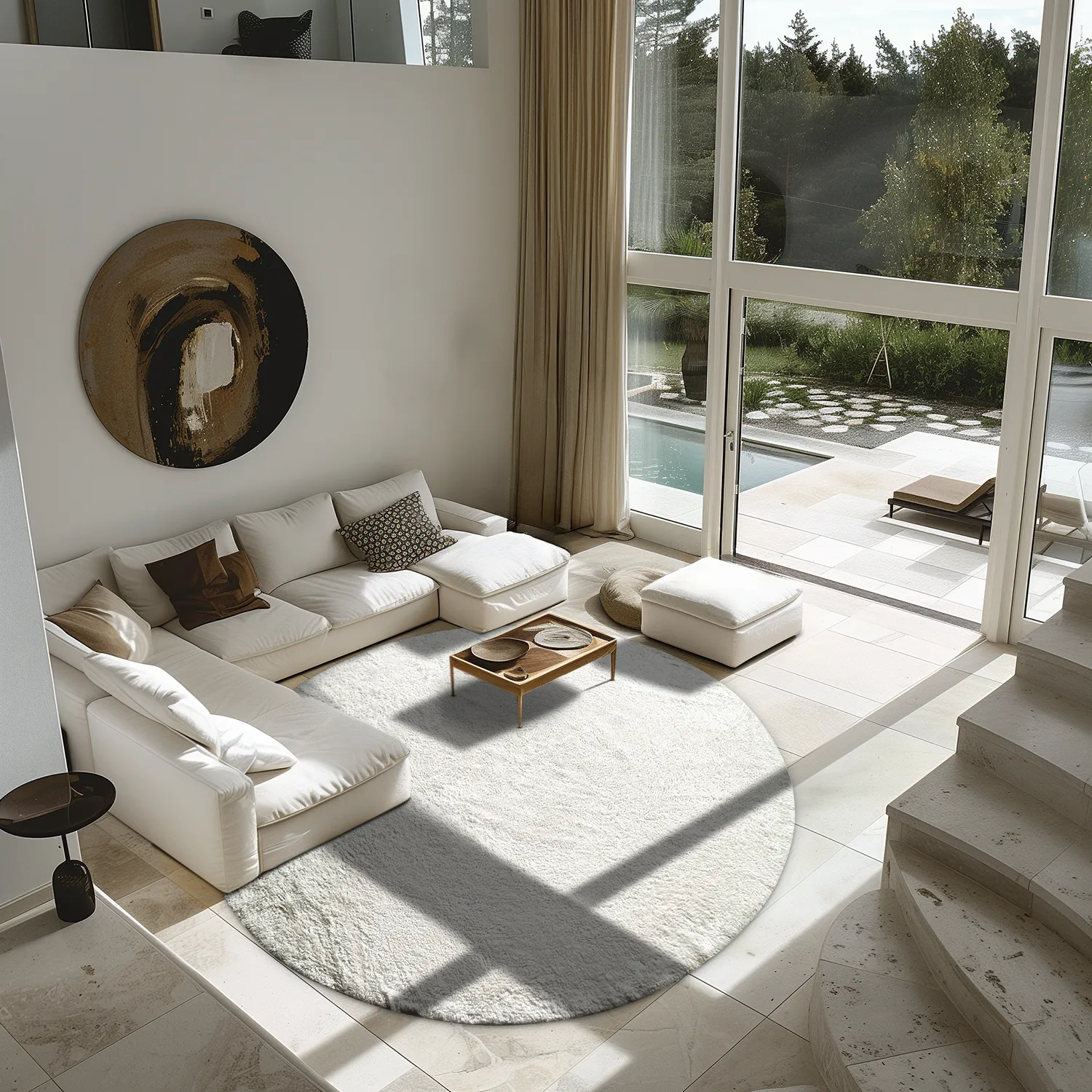 Kruhový koberec - Sion Natural Cotton Shaggy (offwhite)