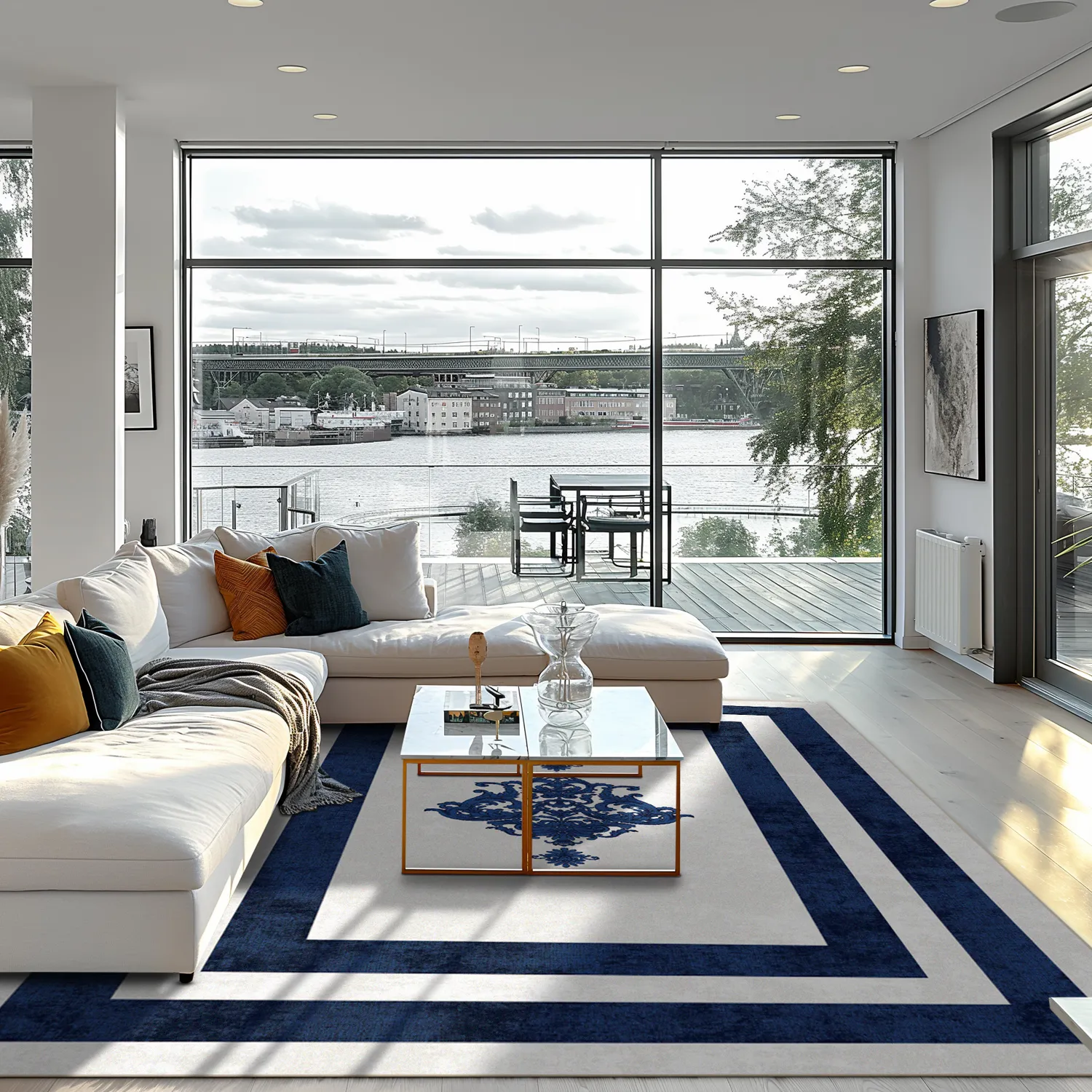 Koberec Wilton - Soros (modrý/biely)