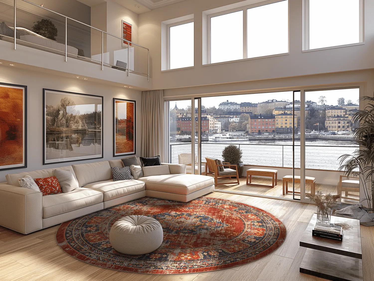 Kruhový koberec - Soussi (červený/multicolor)