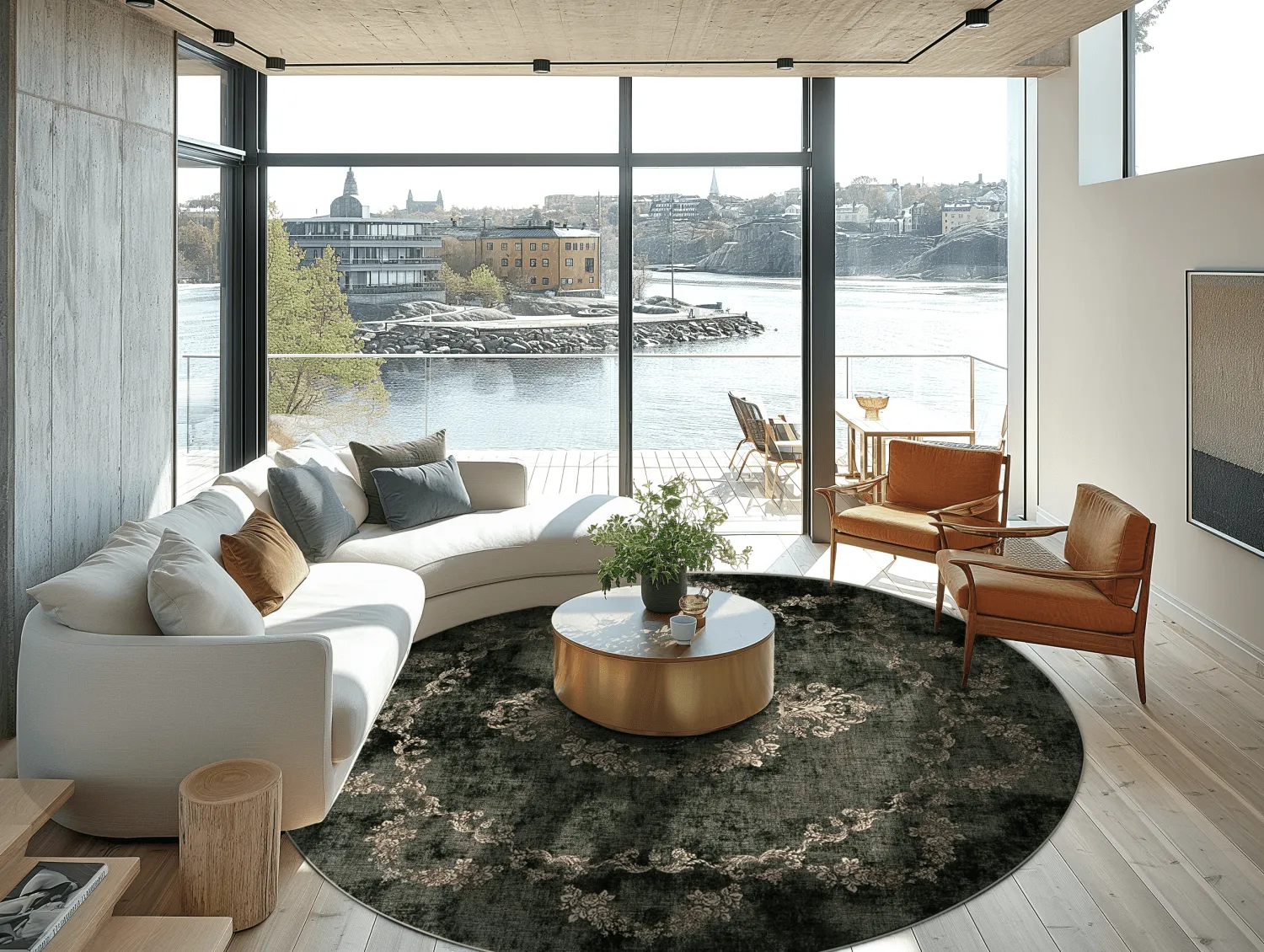 Kruhový koberec - Taknis (tmavozelený)