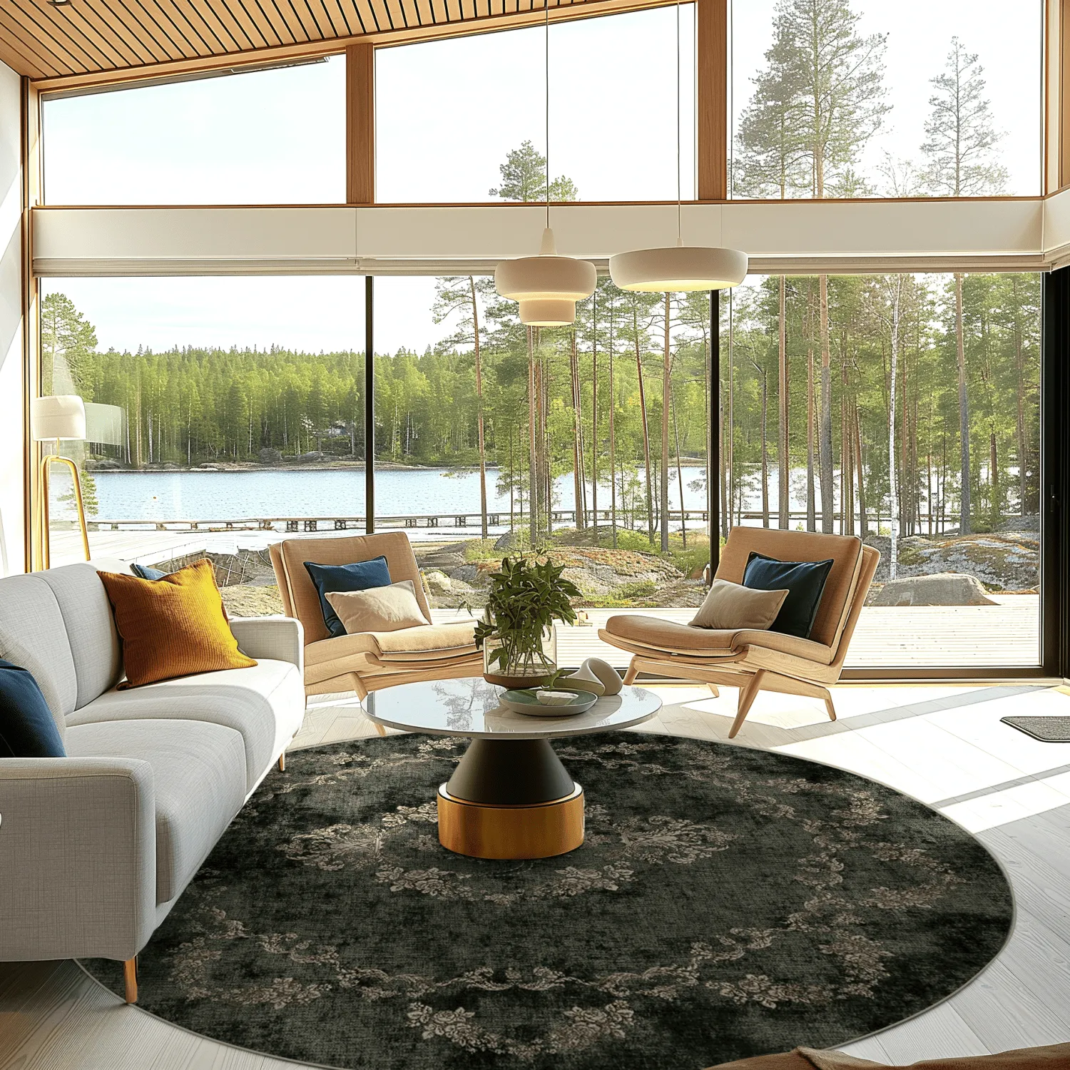 Kruhový koberec - Taknis (tmavozelený)