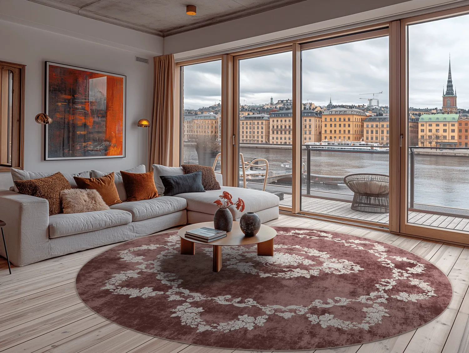 Kruhový koberec - Taknis (červený)