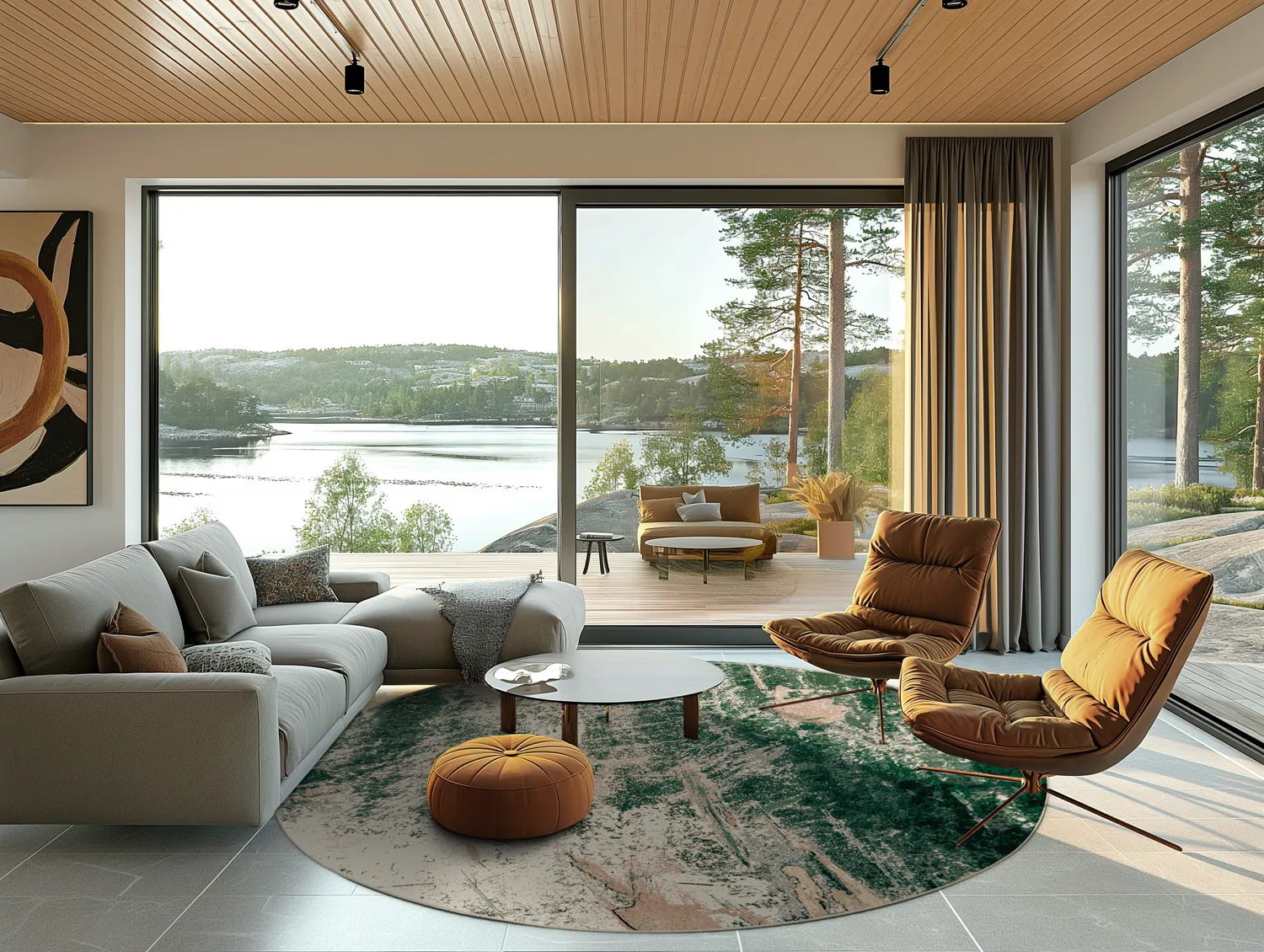 Koberec okrúhly - Tamalous (béžový/zelený)