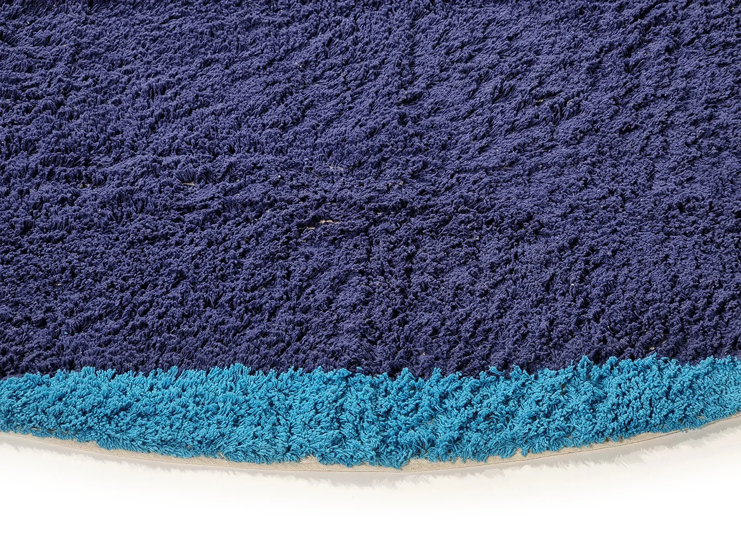 Kruhový koberec - Taro Natural Cotton Shaggy (modrý)